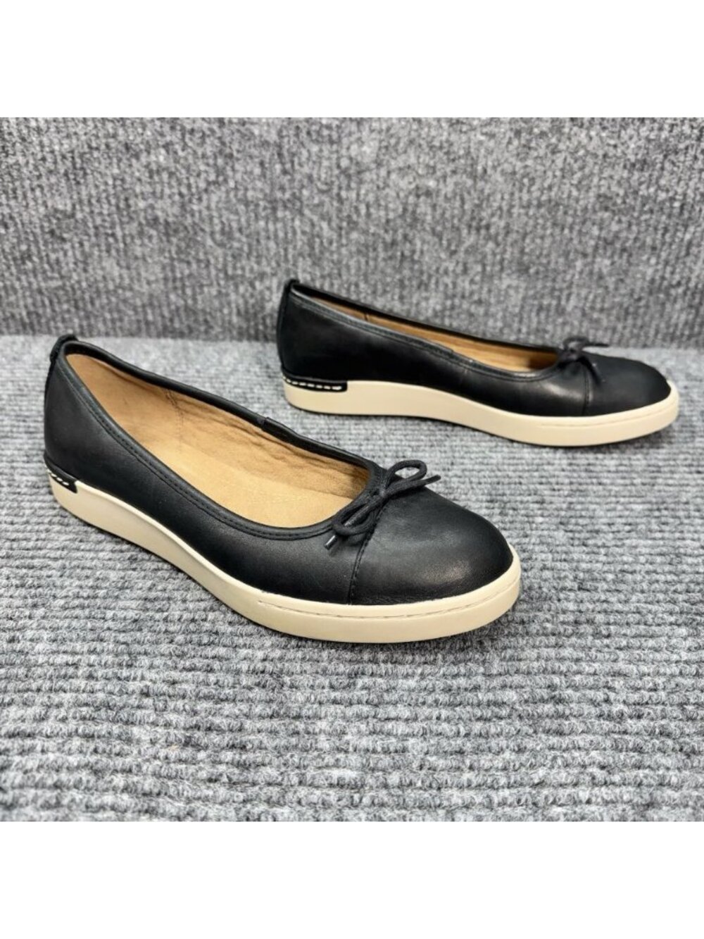 Clarks Artisan Cordella Alto Shoes Womens 7 Black Flats Slip-On Bow Leather Cute